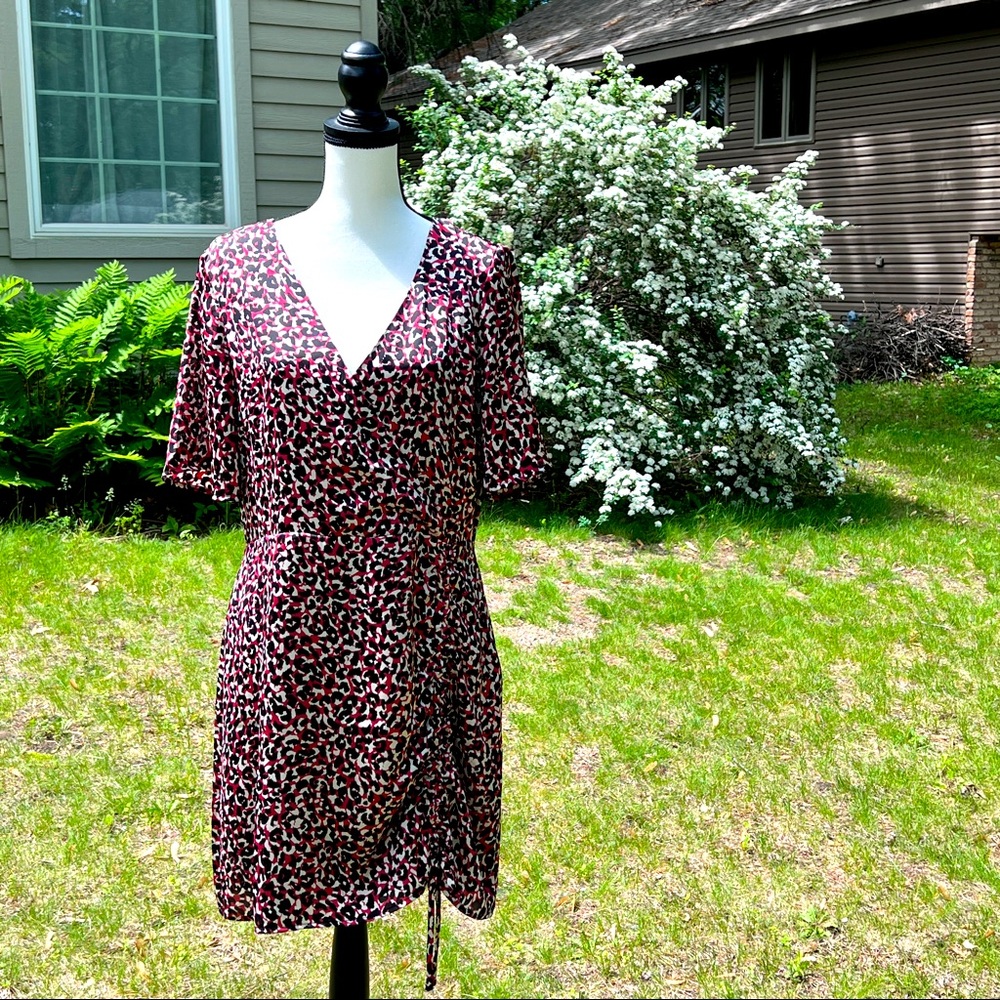 2 for $20 Sanctuary satiny red black white animal print short sleeve dress sz 12